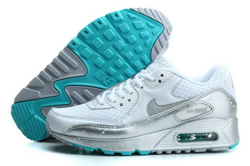 Nike Air Max 90 Womenss Running Shoes Silver Green Gray France